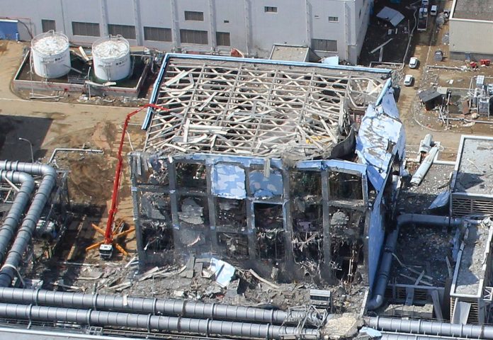 An aerial view of the Fukushima Daiichi Nuclear Power Station is seen in Fukushima Prefecture in this photo taken by Air Photo Service